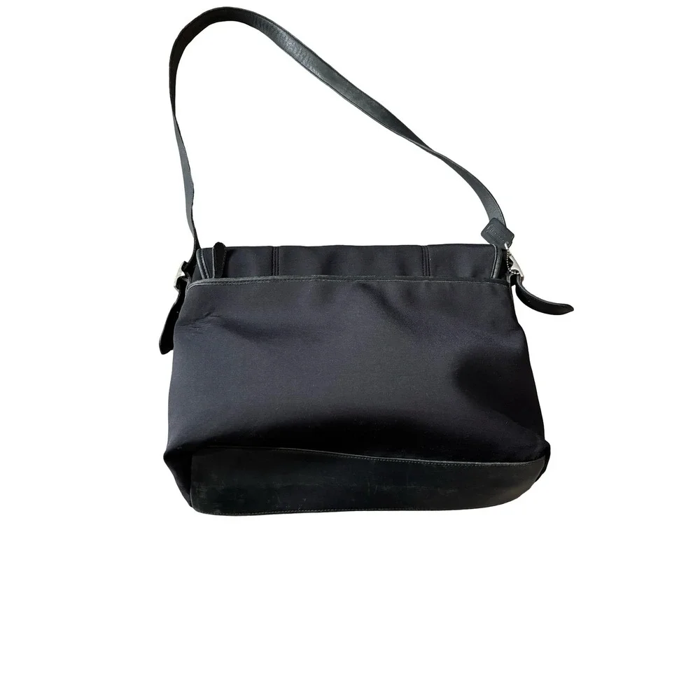 Vintage Coach Black Nylon Leather Trim Messenger Bag Flap Crossbody 6226